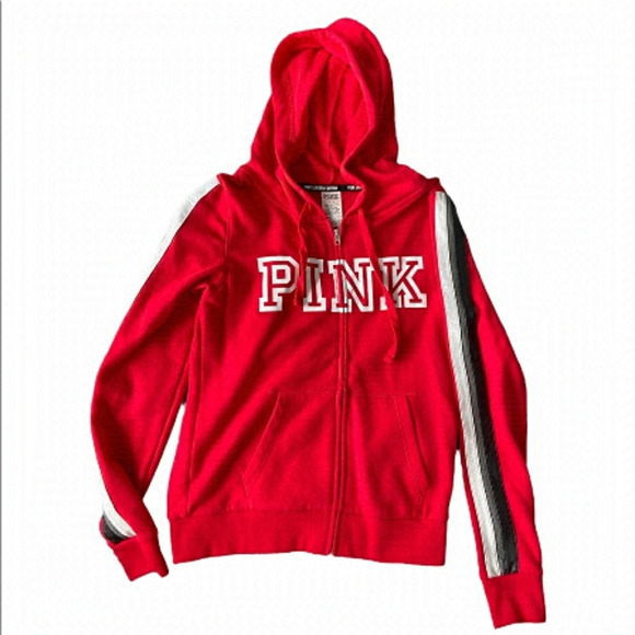 PINK Victoria's Secret Sweaters - PINK Victoria’s Secret Limited Edition Red Zip Up Sweater